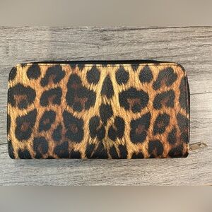 Leopard Print Zip Around Wallet | Animal Print Clutch & Card Organizer